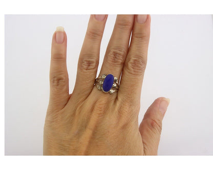 Navajo Ring 925 Sterling Natural Lapis Handmade Native Artist C.80's