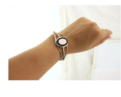 Navajo Cuff Bracelet Sterling Silver Authentic Pink Muscle Signed K