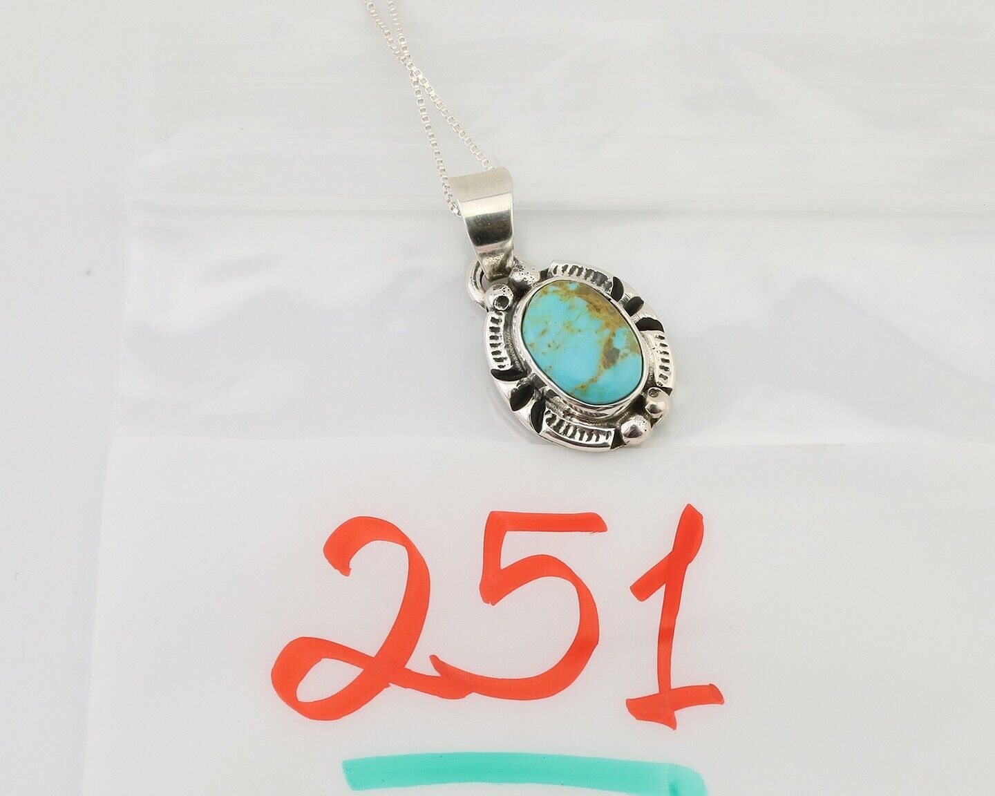 Navajo Necklace 925 Silver Kingman Turquoise Artist Signed Gecko C.90s