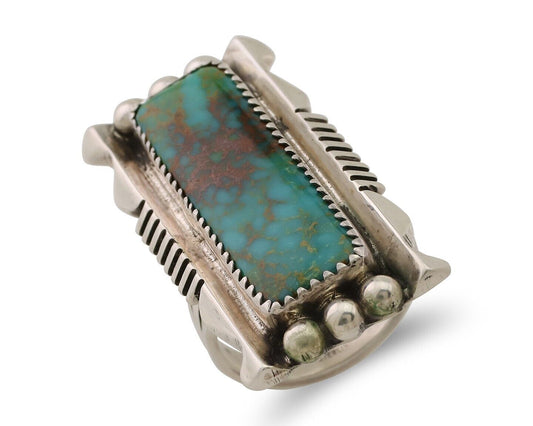 Navajo Hamdmade Ring 925 Silver Kingman Turquoise Artist Signed B C.80's