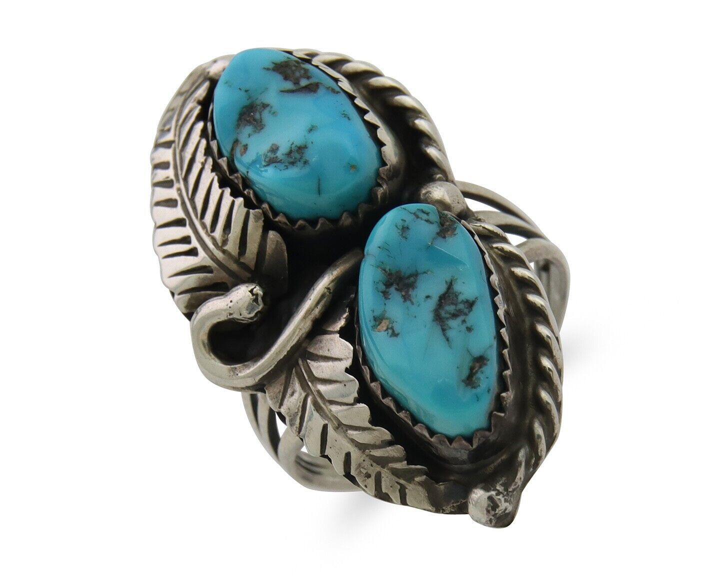 Navajo Ring 925 Silver Natural Turquoise Artist Signed Rob T Kelly C.80's