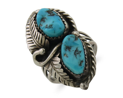 Navajo Ring 925 Silver Natural Turquoise Artist Signed Rob T Kelly C.80's