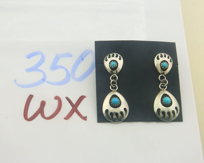 Navajo Earrings 925 Silver Natural Turquoise Native American Artist C80s