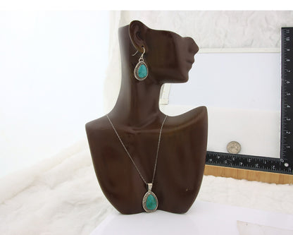 Navajo Necklace Earrings Set Sterling Silver Turquoise Vintage Signed Begay