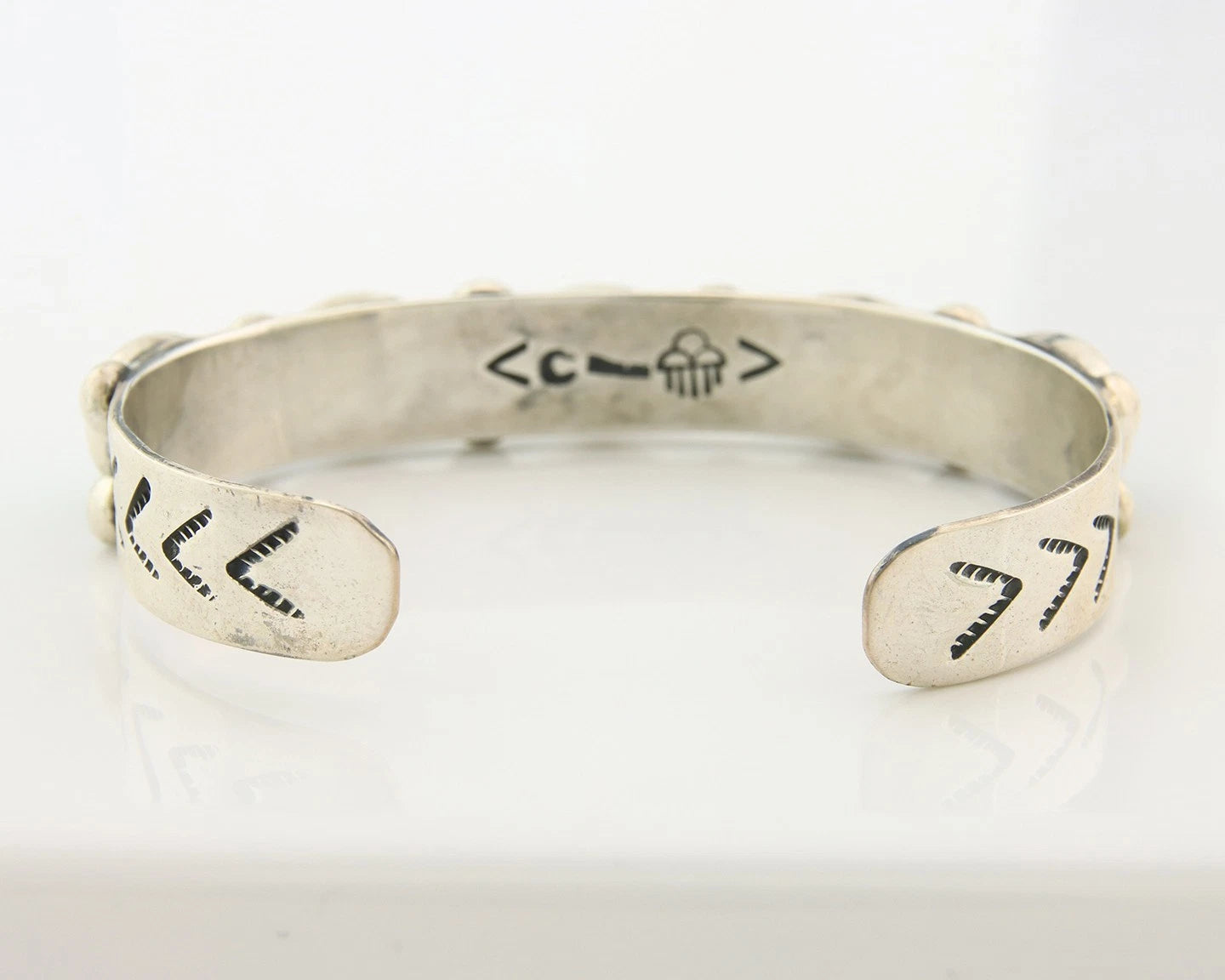 Navajo Cuff Bracelet Sterling Silver Gem Turquoise Vintage Signed C Rain Cloud