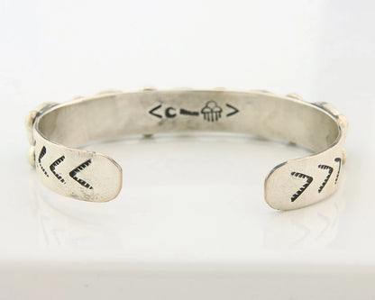 Navajo Cuff Bracelet Sterling Silver Gem Turquoise Vintage Signed C Rain Cloud