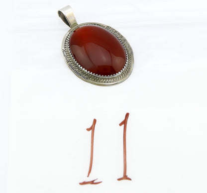 Lorren Begay Navajo Natural VTG Red Carnelian Agate .925 Silver Pendant