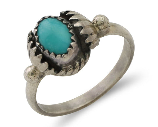 Navajo Ring 925 Silver Kingman Turquoise Native American Artist Made In 1985