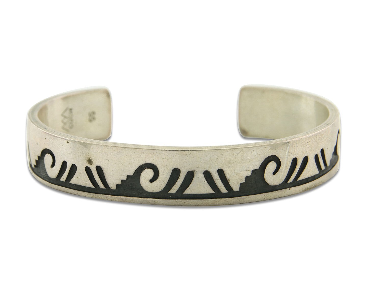 Vintage Hopi Bracelet 925 Silver Signed CUCH & Mountains Authentic Traditional