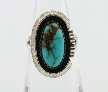 Navajo Ring 925 Silver Natural Turquoise Native American Artist C.80's