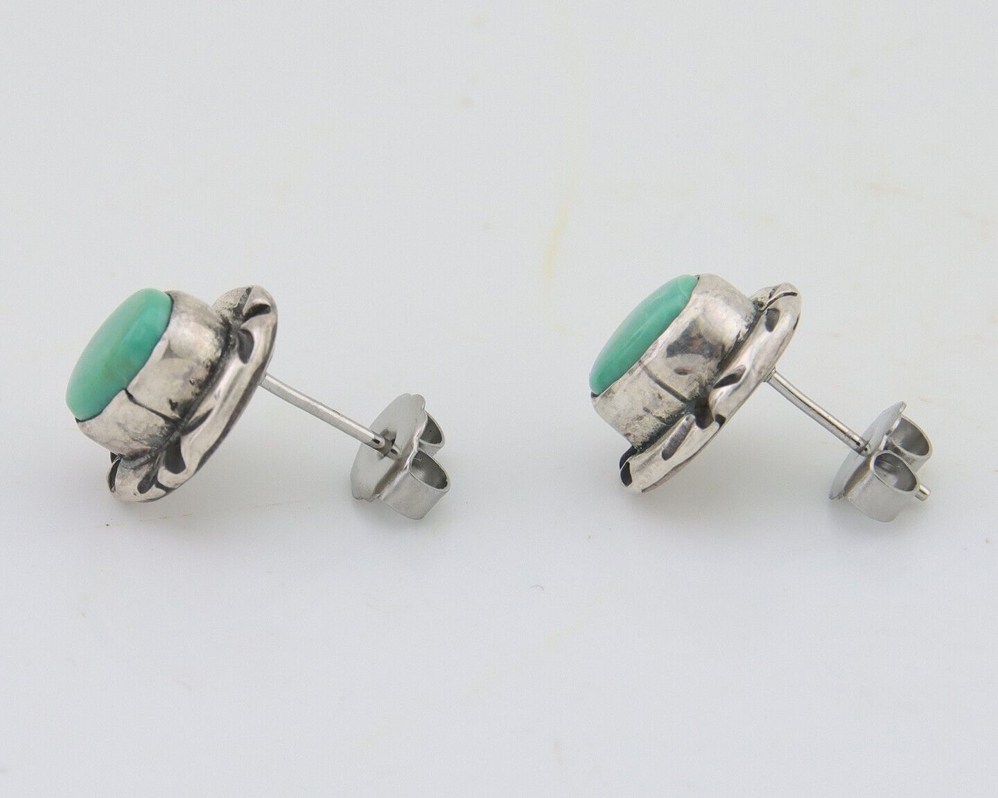 Navajo Earrings 925 Silver Turquoise Native American Artist C.80's