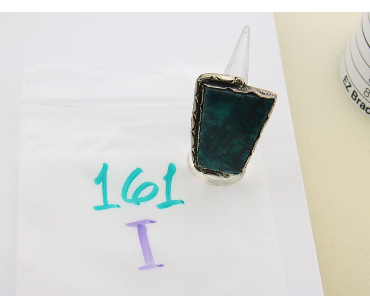 Navajo Ring 925 Sterling Natural Blue Turquoise Native Artist C.80's Size 7.5+