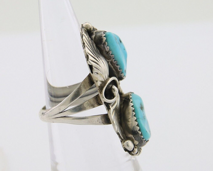 Navajo Ring 925 Silver Natural Turquoise Artist Signed LR C.80's