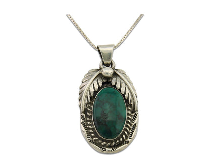 Navajo Necklace 925 Silver Natural Turquoise Handmade Signed Sun Rise C.80's