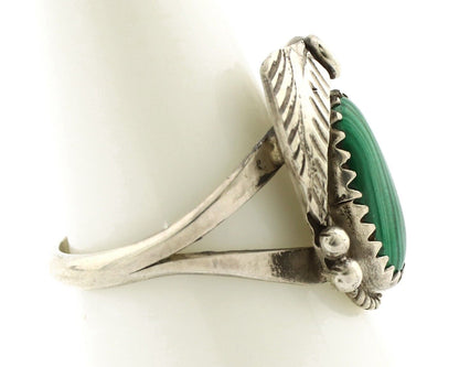 Navajo Ring 925 Silver Natural Mined Malachite Artist Signed Justin Morris C.80s