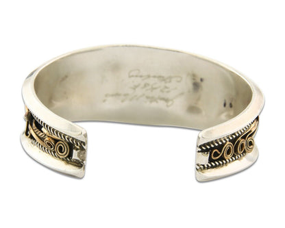 Navajo Bracelet 925 Silver & 12k Yellow Gold Filled Signed Justin Morris C.80's