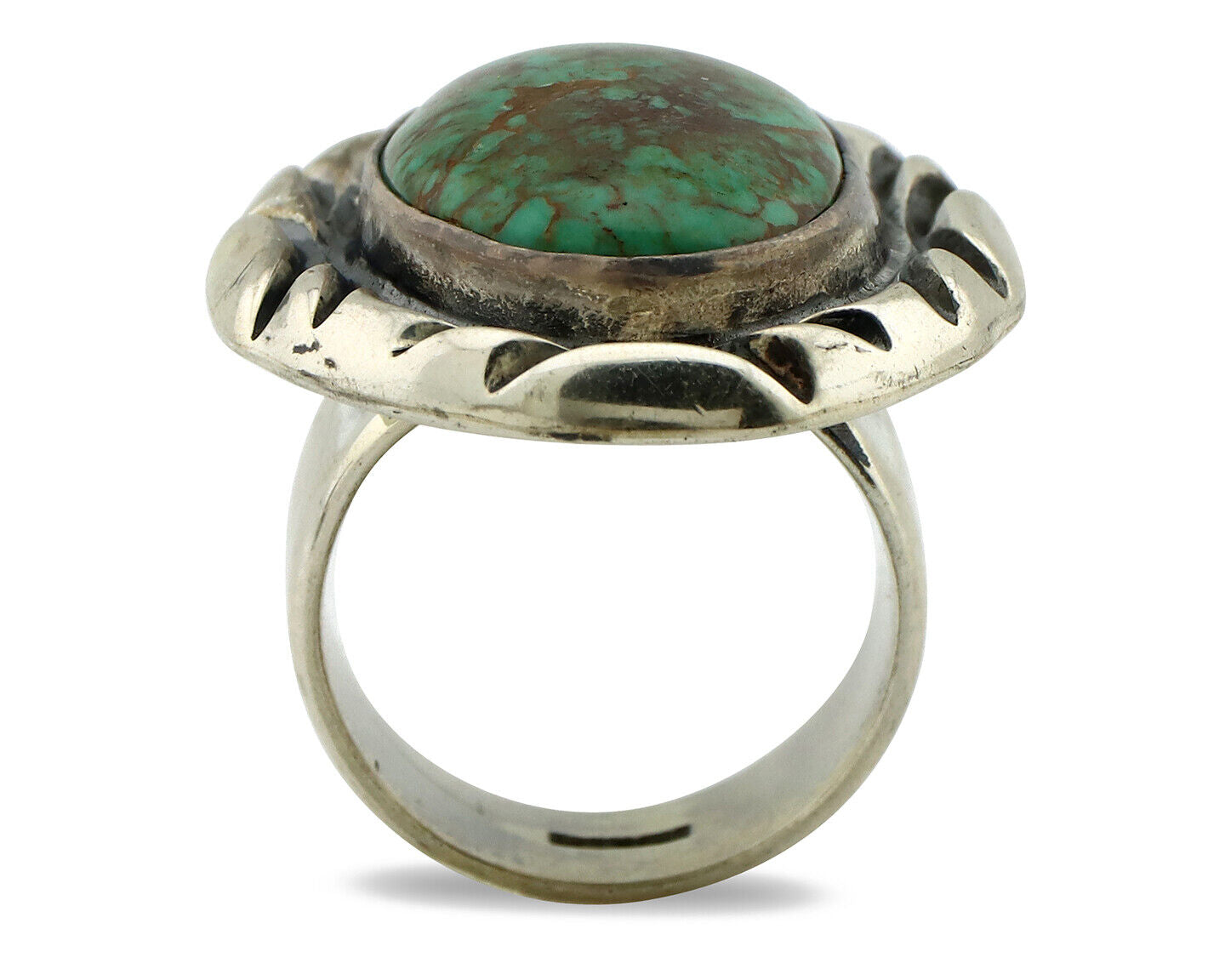 Navajo Ring 925 Silver Spiderweb Bisbee Turquoise Signed C Montoya C.80's