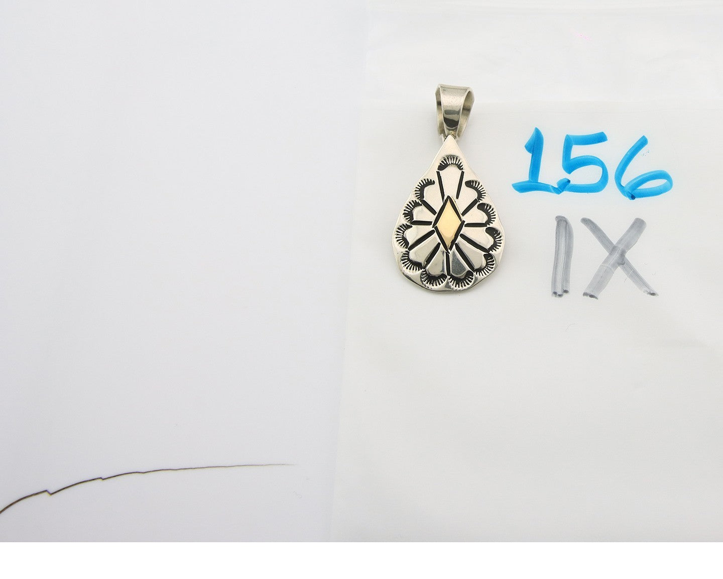 Navajo Kokopelli Pendant Sterling Silver & Gold Authentic Traditional Signed RT