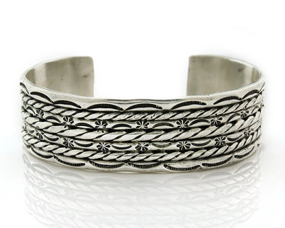 Navajo Cuff Bracelet 925 Sterling Silver Vintage Handmade Signed MC