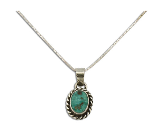 Navajo Necklace 925 Silver Natural Kingman Turquoise Native Artist C.2008