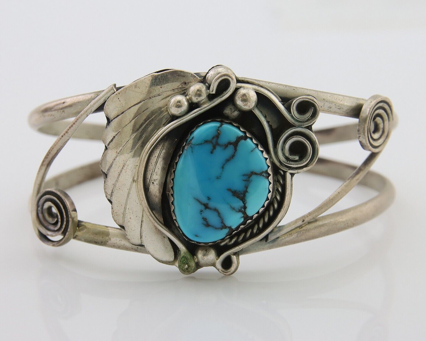 Navajo Bracelet 925 Silver Blue Turquoise Native American Artist C.80's