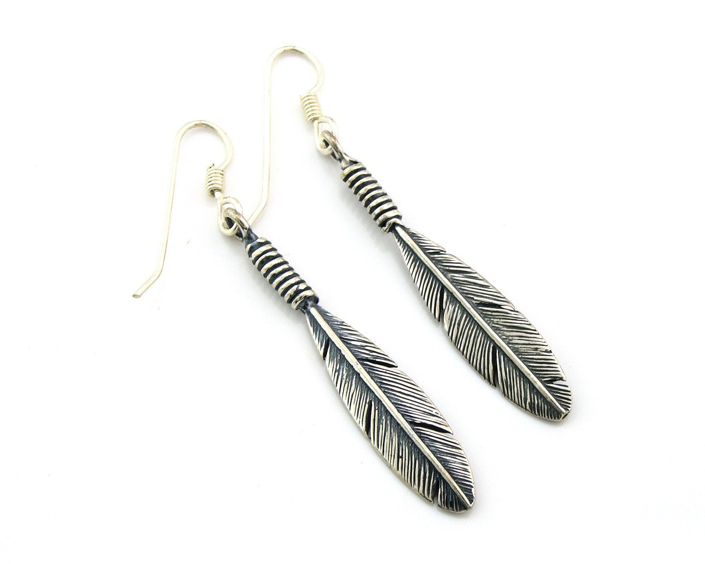 Navajo Eagle Feather Earrings Sterling Silver Dangle Vintage