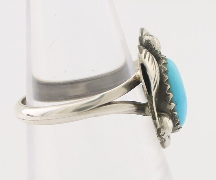 Navajo Ring 925 Silver Sleeping Beauty Turquoise Native American Artist C.80's