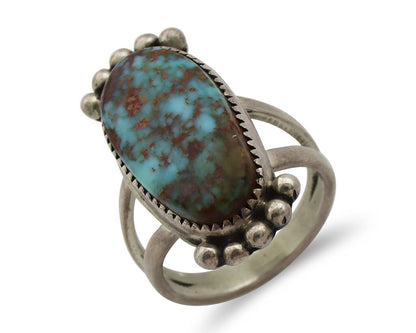 Navajo Ring 925 Silver Natural Turquoise Native American Artist C.80's