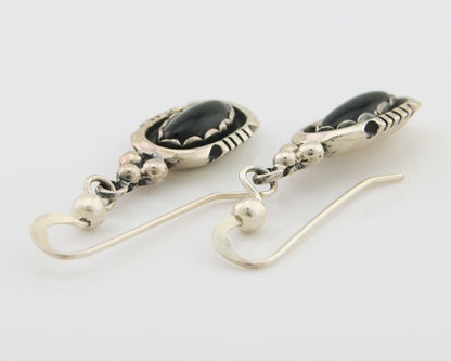 Navajo Dangle Earrings 925 Silver Natural Black Onyx Native American C.80's