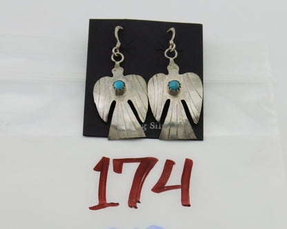Navajo Thunderbird Earrings 925 Silver Natural Turquoise Native Artist C.80's