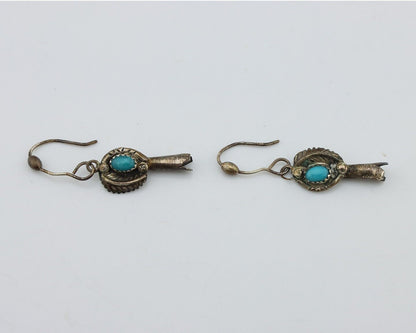 Navajo Earrings 925 Silver Natural Blue Artist Signed Turquoise P HALE C.80's