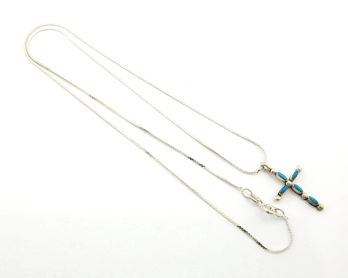 Navajo Cross Necklace Sterling Silver Blue Turquoise Vintage Handmade