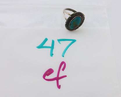 Navajo Handmade Ring 925 Silver Kingman Turquoise Size 7.5 C.80's