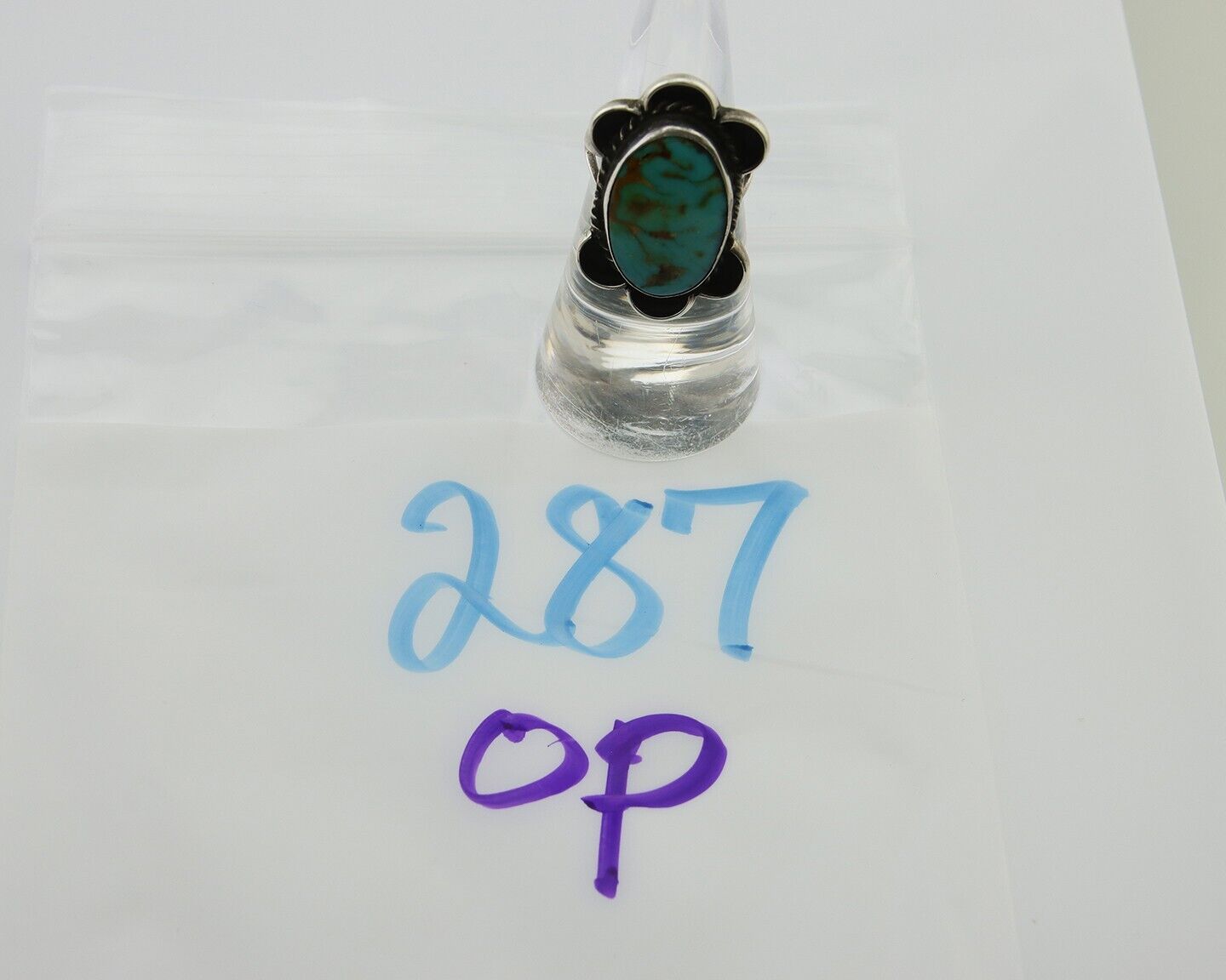 Navajo Handmade Ring 925 Silver Turquoise Native Artist C.80's