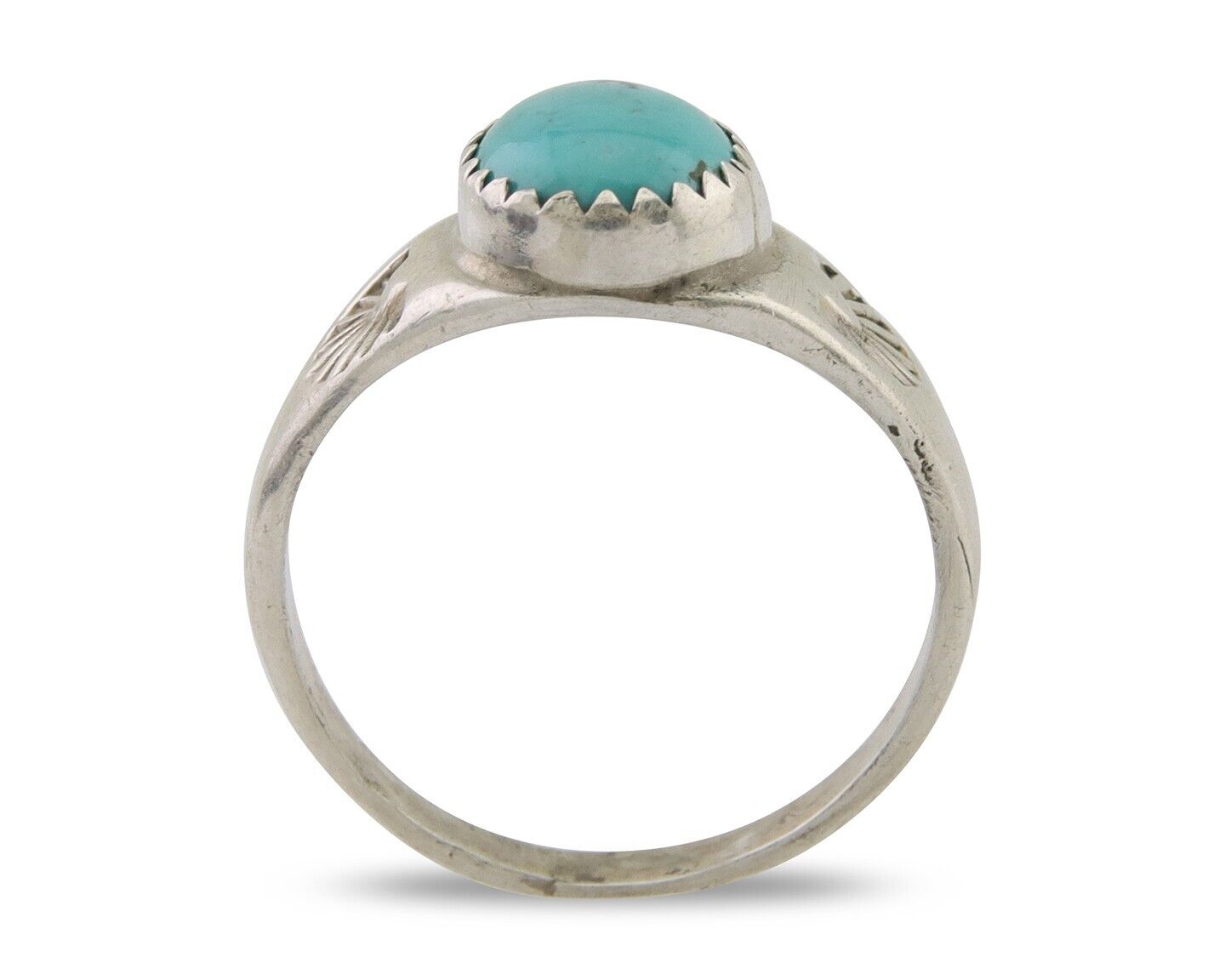 Navajo Ring 925 Silver Natural Blue Turquoise Native American Artist C.80's