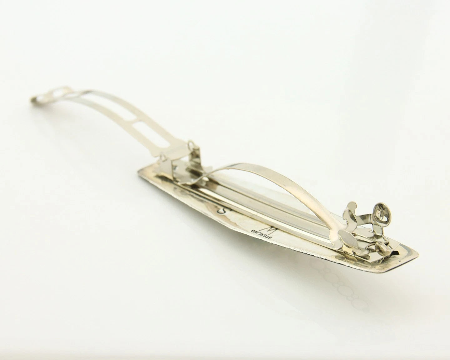 Navajo Barrette Sterling Silver Turquoise Hand Stamped Vintage Signed WS
