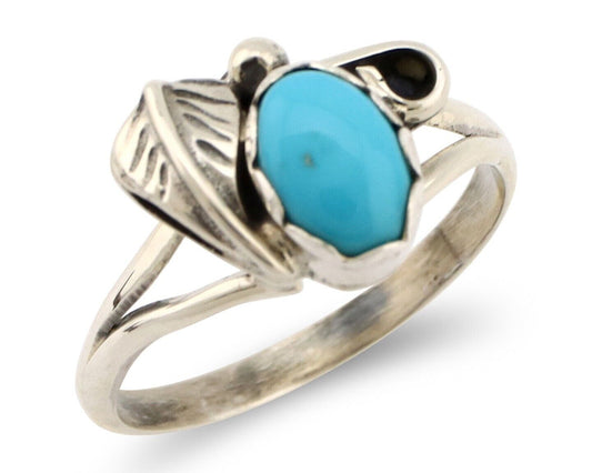 Navajo Ring .925 Silver Sleeping Beauty Turquoise Native American Artist C.80's