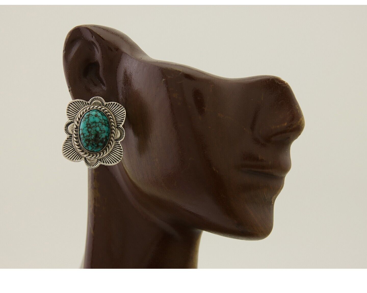 Navajo Earrings 925 Silver Inlaid Turquoise Artist Signed William Denetdale C80s