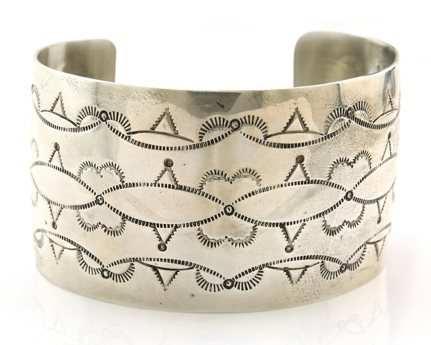 Navajo Cuff Bracelet Sterling Silver Handmade Vintage Signed Helen Long