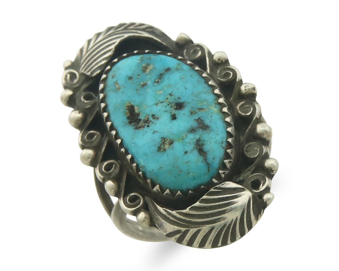 Navajo Ring 925 Sterling Blue Turquoise Artist Signed Billie Eagle C.80's