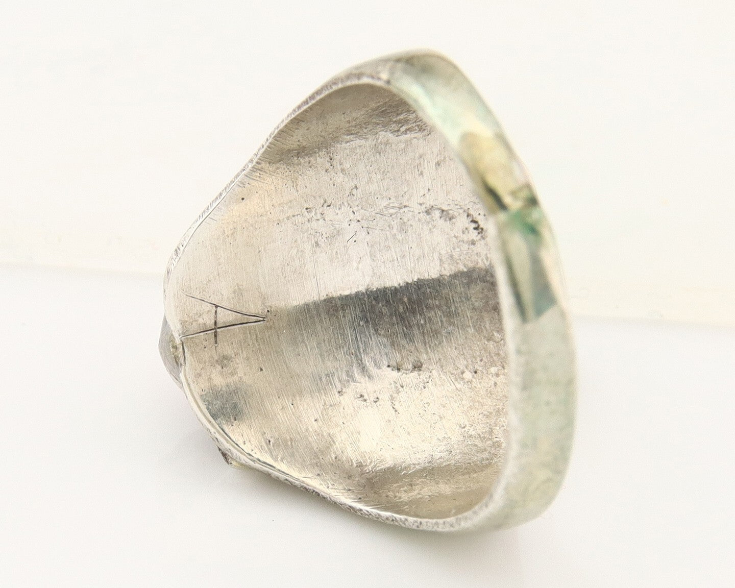 Navajo Ring 925 Sterling Turquoise & Coral Native Artist C.80's Size 6.75