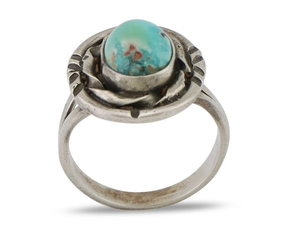 Navajo Ring 925 Silver Kingman Turquoise Native American Artist C.80's