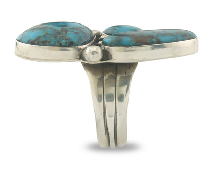 Vintage Navajo Ring 925 Sterling Authentic Turquoise Artist Signed D Size 9.0