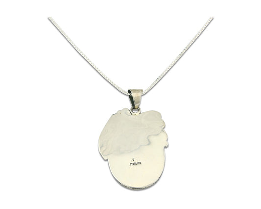 Navajo Sterling Silver Necklace Turquoise Authentic Vintage Signed WL