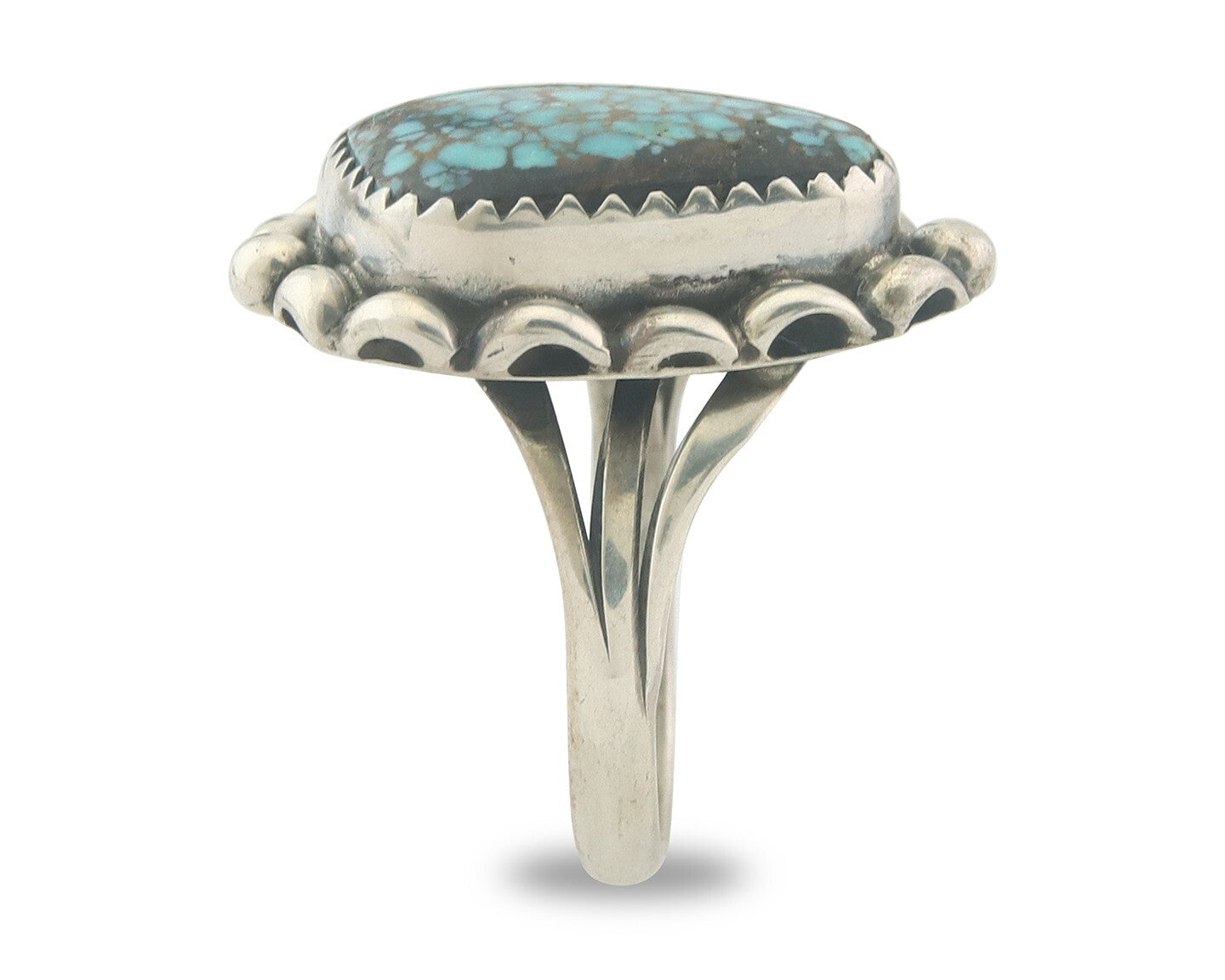 Vintage Navajo Ring 925 Sterling Authentic Spiderweb Turquoise Size 5.5