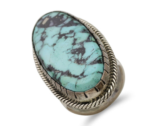 Navajo Handmade Ring 925 Silver Kingman Turquoise Artist Signed C.80's