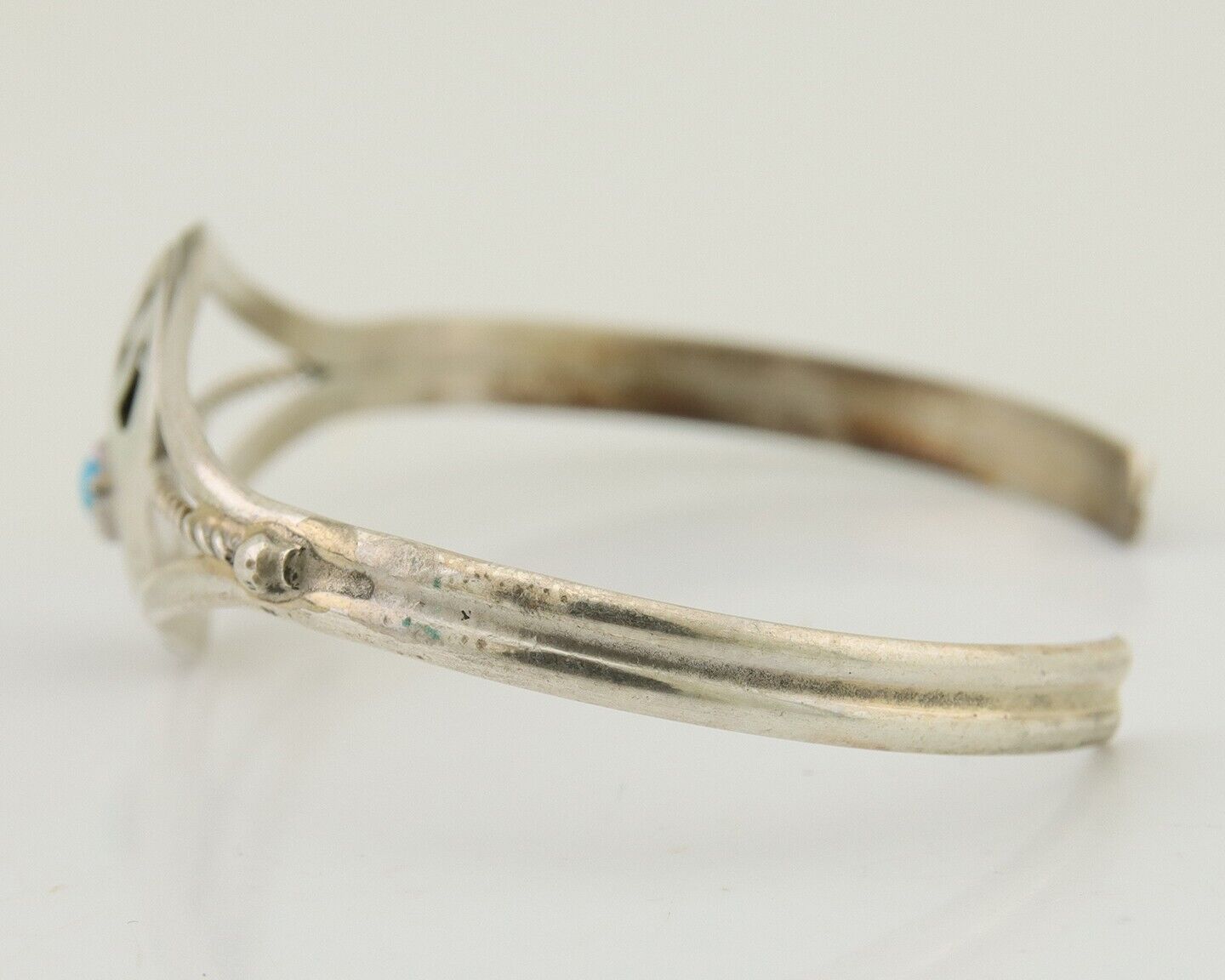 Navajo Paw Bracelet 925 Silver Blue Turquoise Native American Artist C.80's