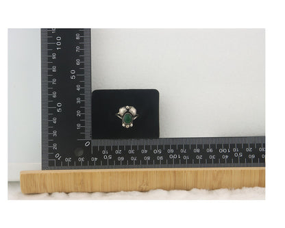 Vintage Navajo Ring 925 Sterling Authentic Traditional Malachite Size 6.0