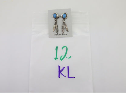 Navajo Earrings 925 Silver Blue Denim Lapis Native American Artist C.80's