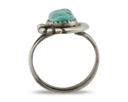 Navajo Ring 925 Silver Sleeping Beauty Turquoise Native American Artist C.80's